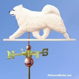 Weathervanes: Samoyed Dog Weathervane for Roof and Garden Decor. Weathervane made in USA. Gifts for Dog Lovers. Michael Park Woodcarver.