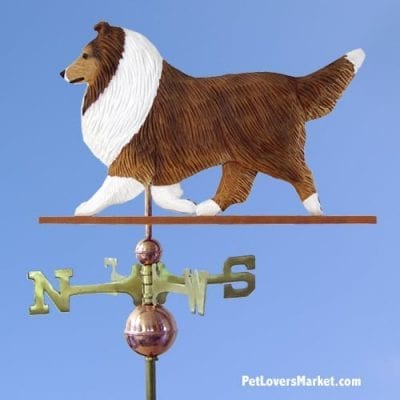 Weathervanes: Shetland Sheepdog Dog Weathervane for Roof and Garden Decor. Weathervane made in USA. Gifts for Dog Lovers. Michael Park Woodcarver.