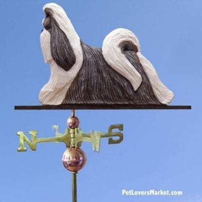Weathervanes: Shih Tzu Dog Weathervane for Roof and Garden Decor. Weathervane made in USA. Gifts for Dog Lovers. Michael Park Woodcarver.