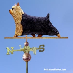 Weathervanes: Yorkshire Terrier Dog Weathervane for Roof and Garden Decor. Weathervane made in USA. Gifts for Dog Lovers. Michael Park Woodcarver.